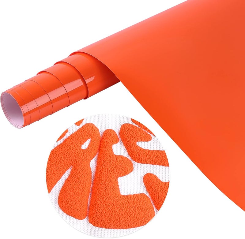 Tintnut Puff Vinyl Heat Transfer - 10inches x 6ft 3D Reddish Orange Puff HTV Roll Heat Transfer Vinyl Foaming Colorful Puffy Iron on Vinyl for T-Shirts DIY Compatible with Cricut or Silhoutte Cameo - Image 1
